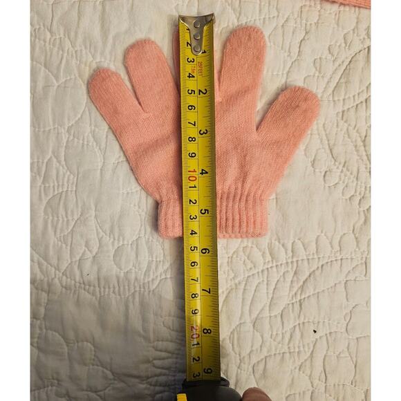 Chic Girls Pink Knit Winter Set Beanie Hat Gloves & Scarf Bundle Cold Snow Days - Picture 8 of 10